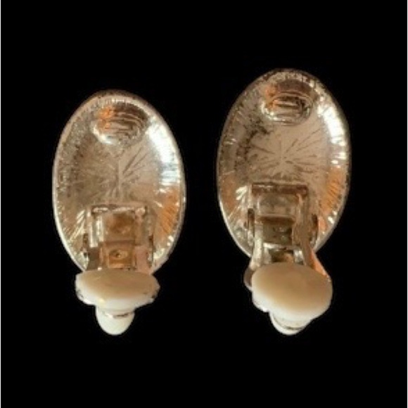 Museum Collection Vintage Silver & Black Clip In Earrings Jewelry - Picture 7 of 7